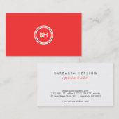 イニシャルのロゴを赤の名刺に貼る 名刺 (正面/裏面)