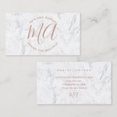 イニシャルの上品のばら色の金ゴールドの原稿のシンプルで白い大理石 名刺 (正面/裏面)