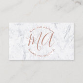 イニシャルの上品のばら色の金ゴールドの原稿のシンプルで白い大理石 名刺 (正面)