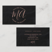 イニシャルの上品のばら色の金ゴールドの原稿のシンプルの黒板 名刺 (正面/裏面)