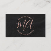 イニシャルの上品のばら色の金ゴールドの原稿のシンプルの黒板 名刺 (正面)