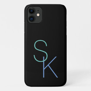 イニシャルの個人用設定，黒の大きい文字 iPhone 11 ケース