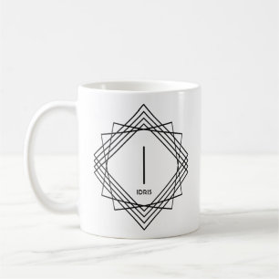 イニシャルの変更クラシック名前の追加Geometric I J K L コーヒーマグカップ