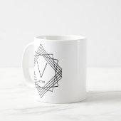 イニシャルの変更クラシック名前の追加Geometric U V W コーヒーマグカップ (正面左)