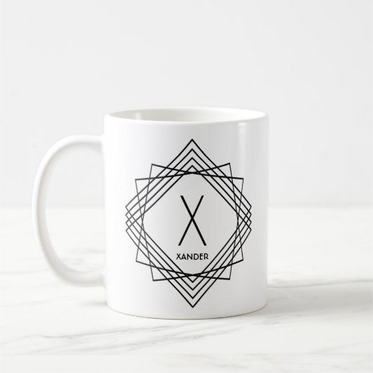 イニシャルの変更クラシック名前の追加Geometric X Y Z コーヒーマグカップ (左)