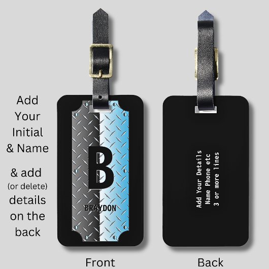 イニシャルの変更、名前の追加(削除)および光沢のある金属 ラゲッジタグ