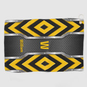 イニシャルの変更、名前の追加（削除）、セーフティイエロー ゴルフタオル (横)