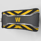 イニシャルの変更、名前の追加(削除)、セーフティイエロー ゴルフヘッドカバー (正面)