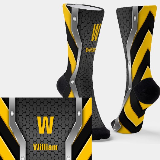 イニシャルの変更、名前の追加(削除)、セーフティイエロー ソックス