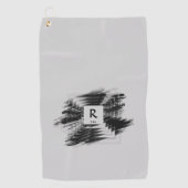 イニシャルの変更、名前の追加（削除）、ブラックブラシ ゴルフタオル (正面)