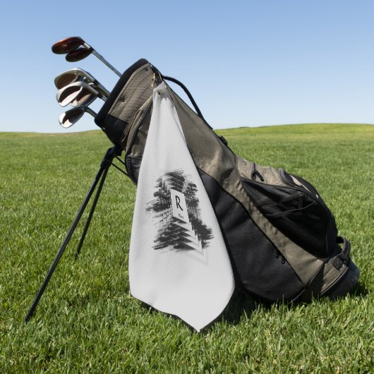 イニシャルの変更、名前の追加（削除）、ブラックブラシ ゴルフタオル (グリーン)