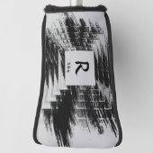 イニシャルの変更、名前の追加（削除）、ブラックブラシ ゴルフヘッドカバー (回転90)