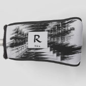 イニシャルの変更、名前の追加（削除）、ブラックブラシ ゴルフヘッドカバー (正面)