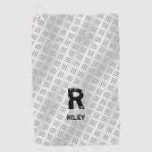 イニシャルの変更、名前の追加（削除）、市松模様にプレート、 ゴルフタオル (正面)