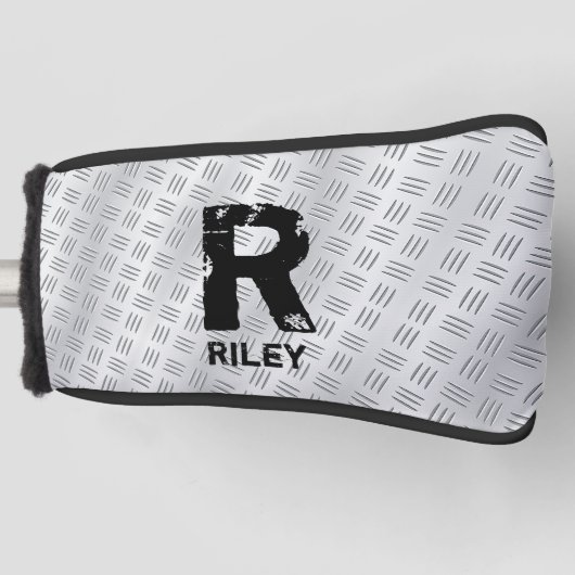 イニシャルの変更、名前の追加(削除)、市松模様にプレート、 ゴルフヘッドカバー (正面)