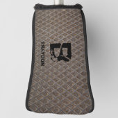 イニシャルの変更、名前の追加(削除)、市松模様にプレート ゴルフヘッドカバー (回転90)