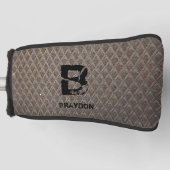 イニシャルの変更、名前の追加(削除)、市松模様にプレート ゴルフヘッドカバー (正面)