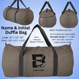 イニシャルの変更、名前の追加（削除）、市松模様にプレート ダッフルバッグ