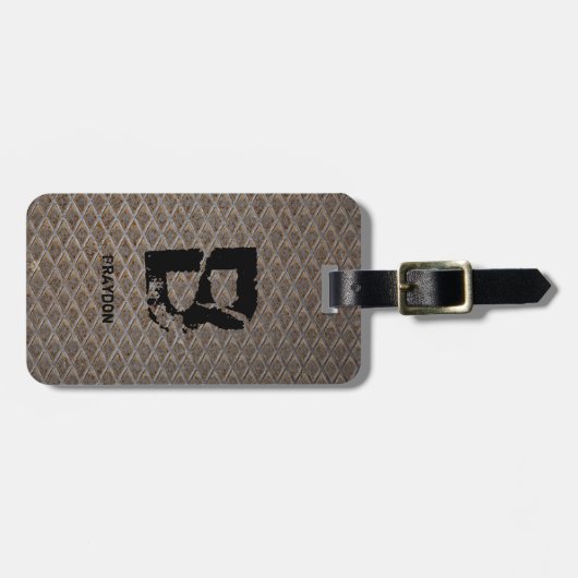 イニシャルの変更、名前の追加（削除）、市松模様にプレート ラゲッジタグ (正面横)