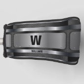 イニシャルの変更、名前の追加(削除)、銀色メタリック ゴルフヘッドカバー (正面)