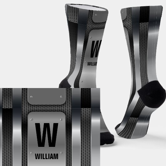 イニシャルの変更、名前の追加（削除）、銀色メタリック ソックス