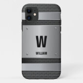 イニシャルの変更、名前の追加（削除）、銀色メタリック Case-Mate iPhoneケース (裏面)