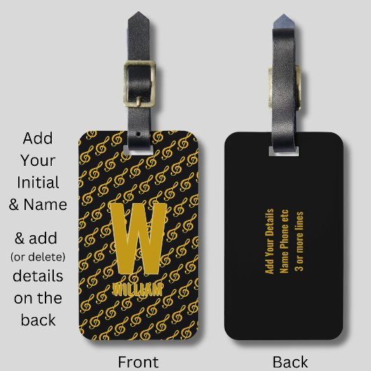 イニシャルの変更、名前の追加(削除)、音楽のテーブル ラゲッジタグ