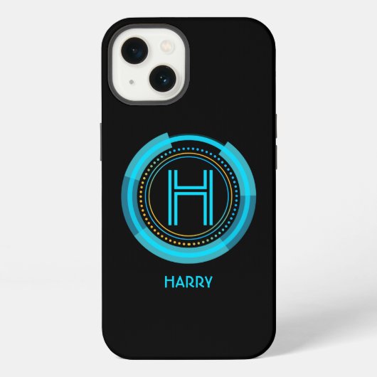 イニシャルの変更、名前の追加（削除）Futuristic Tech iPhoneケース (裏面)