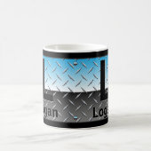 イニシャルの変更Add Name H I J K L M N Blue Chrome, コーヒーマグカップ (中央)