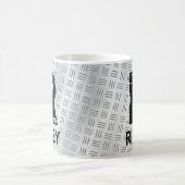 イニシャルの変更Add Name O P Q R S T Checkerplate, コーヒーマグカップ (中央)
