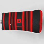 イニシャルの変更Add Name Red on Black ストライプOptions ゴルフヘッドカバー (正面)