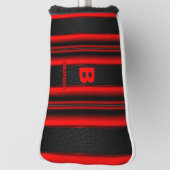 イニシャルの変更Add Name Red on Black ストライプOptions ゴルフヘッドカバー (回転90)