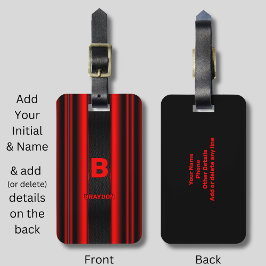 イニシャルの変更Add Name Red on Black ストライプOptions ラゲッジタグ