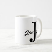 イニシャルの文字と名前のカスタム コーヒーマグカップ (正面右)