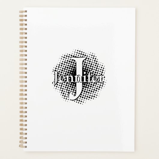 イニシャルの文字と名前のカスタム プランナー手帳 (正面)