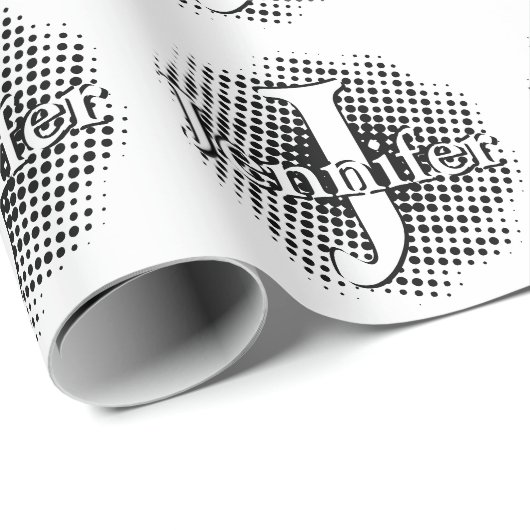 イニシャルの文字と名前のカスタム ラッピングペーパー (ロールコーナー)