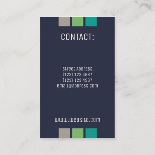 イニシャルの濃紺との縦のスタイル 名刺 (裏面)