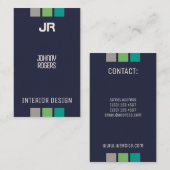 イニシャルの濃紺との縦のスタイル 名刺 (正面/裏面)