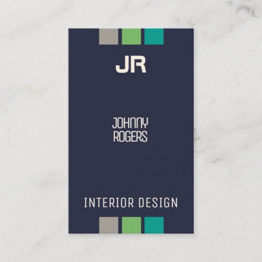 イニシャルの濃紺との縦のスタイル 名刺 (正面)