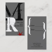 イニシャルの縦の灰色の普通サイズ 予約カード (正面/裏面)