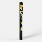 イニシャルの美しいワイルドフラワーフェミニンブラックパターン iPhoneケース (右側面)