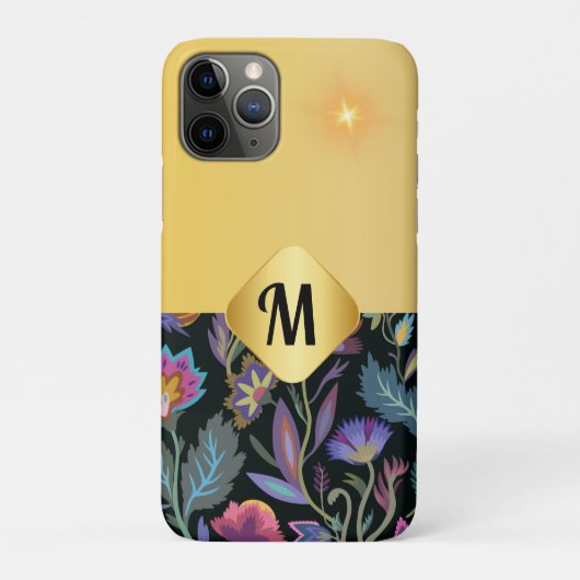 イニシャルの花で飾った高級ビクトリアンアートワーク金ゴールド Case-Mate iPhoneケース (裏)