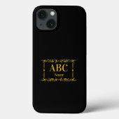 イニシャルの追加と名前Golden Monogram Frame on Black Case-Mate iPhoneケース (裏面)