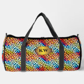 イニシャルの追加数々の、色ヒョウ斑点 ダッフルバッグ (正面)