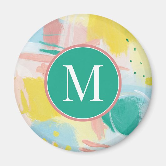 イニシャルの追加 |フレッシュ顔抽象芸術 マグネット (正面)