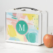 イニシャルの追加 |フレッシュ顔抽象芸術 メタルランチボックス (インサイチュ)