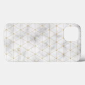 イニシャルの追加 |金ゴールド幾何学白大理石 Case-Mate iPhoneケース (裏面 (横))