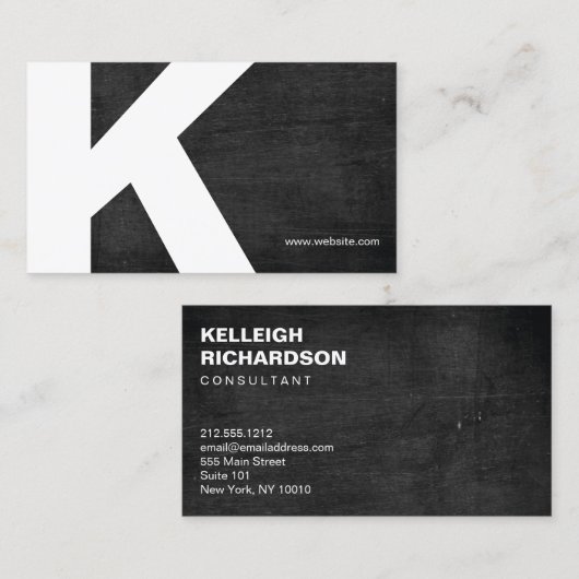 イニシャルはっきりしたモノグラムブラックウッドビジネスカード 名刺 (正面/裏面)