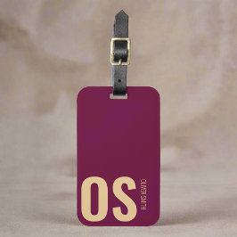 イニシャルはっきりしたモノグラムブルガンディトラベルブランディング ラゲッジタグ