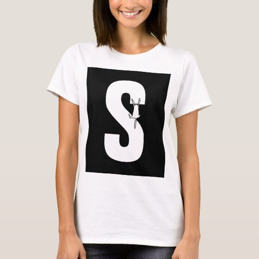 イニシャルぶら下がった付きおもしろい Tシャツ (正面)